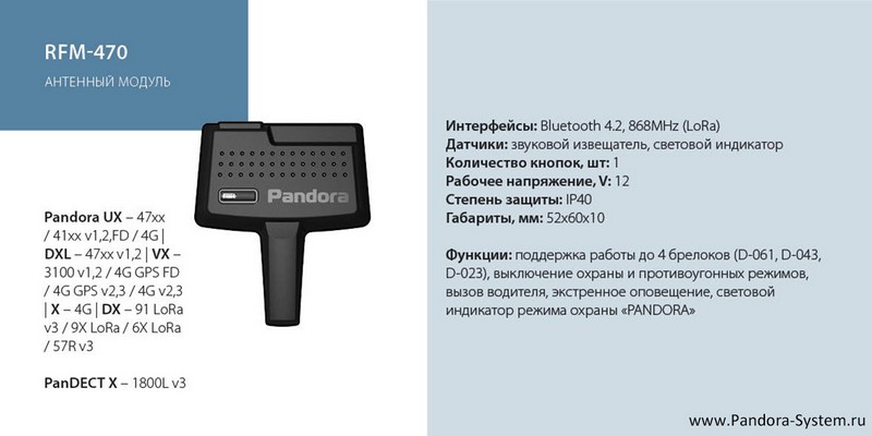 Совместимость Pandora RFM-470