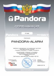 Сертификат центра Pandora на Ленинском проспекте